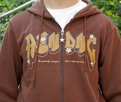 GRAFFITI ZIP UP / COFFEE